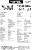 Rotel RP-820 - Technical manual 